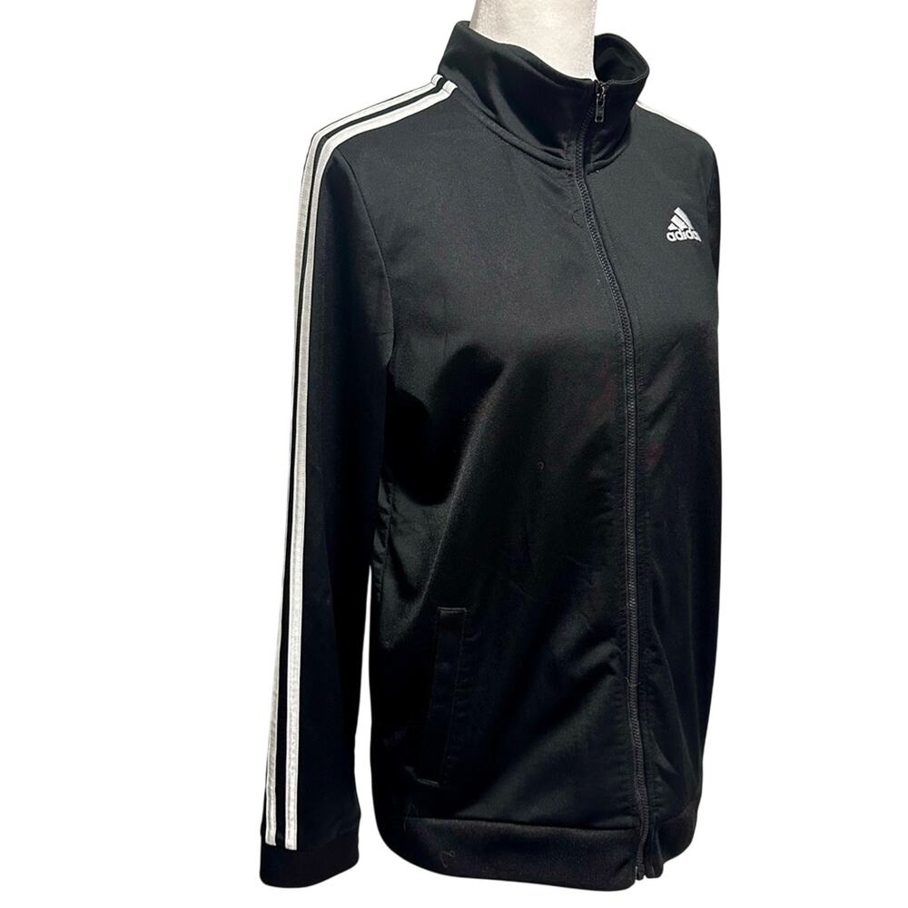 Adidas Classic 3 Stripe Zip-Up Jacket, Black and White, Boys, 18-20